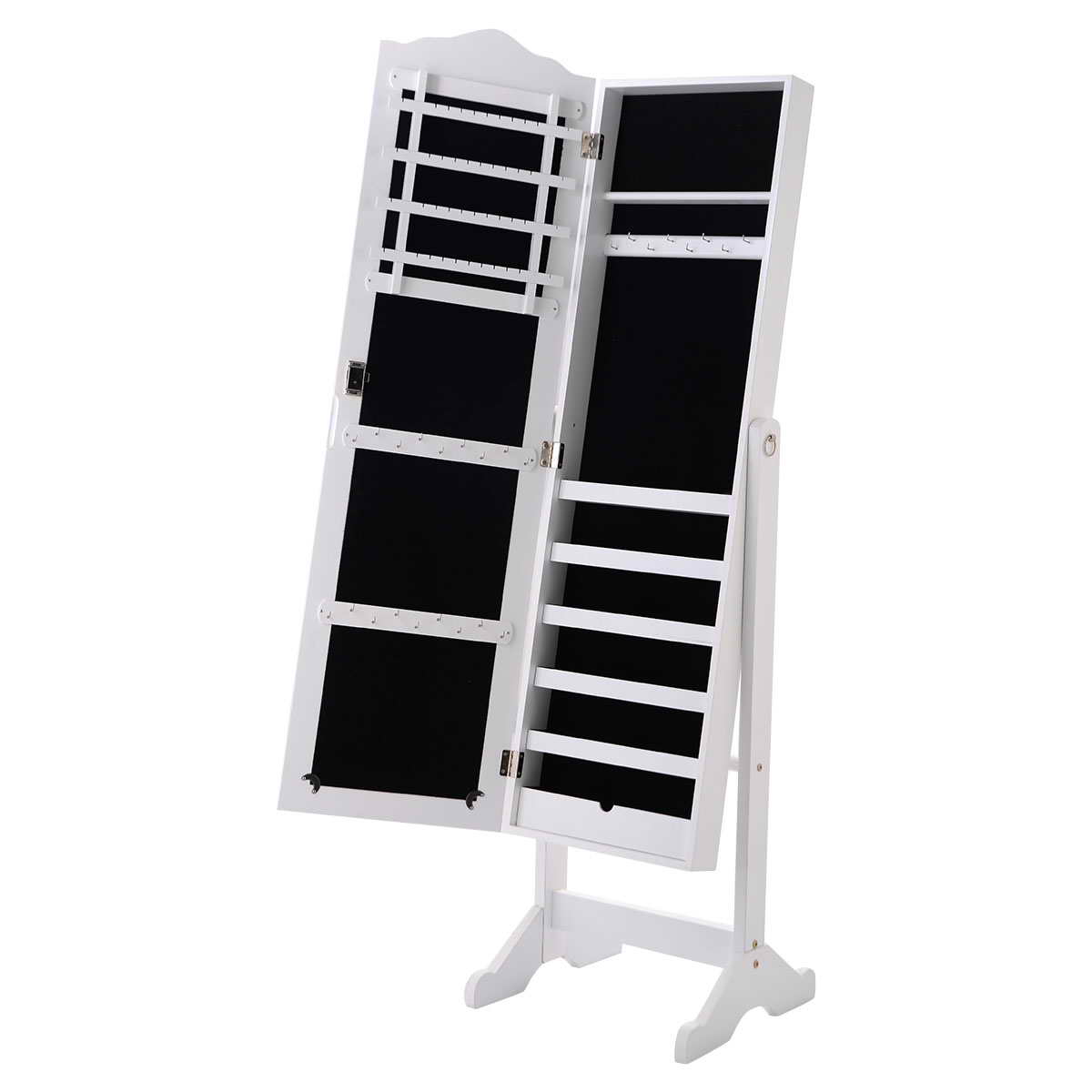 Topbuy Lockable Armoire Mirrored Jewelry Cabinet Dressing Storage Box  Organizer