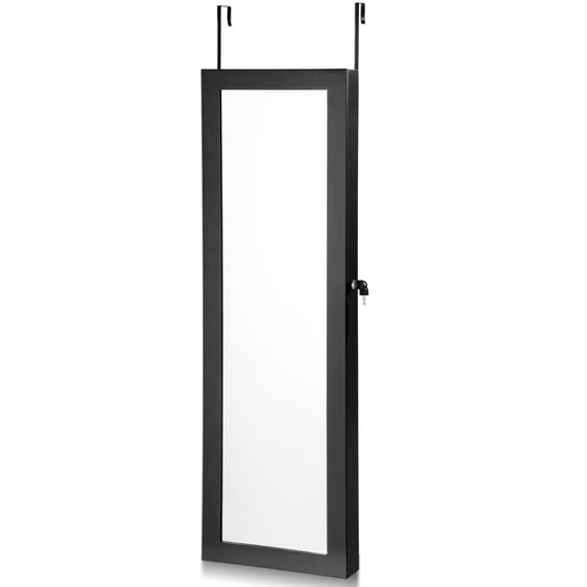 Topbuy Lockable Armoire Dressing Organizer Wall Door Mounted Mirrored Jewelry Cabinet w/ LED Lights
