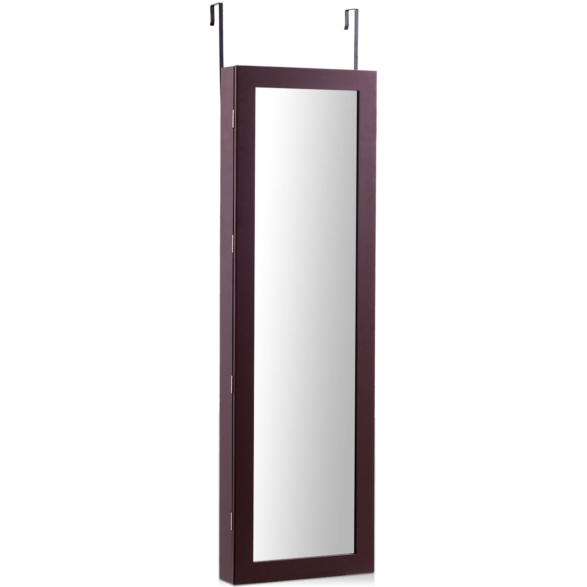 Topbuy Lockable Armoire Dressing Organizer Wall Door Mounted Mirrored Jewelry Cabinet  w/ LED Lights
