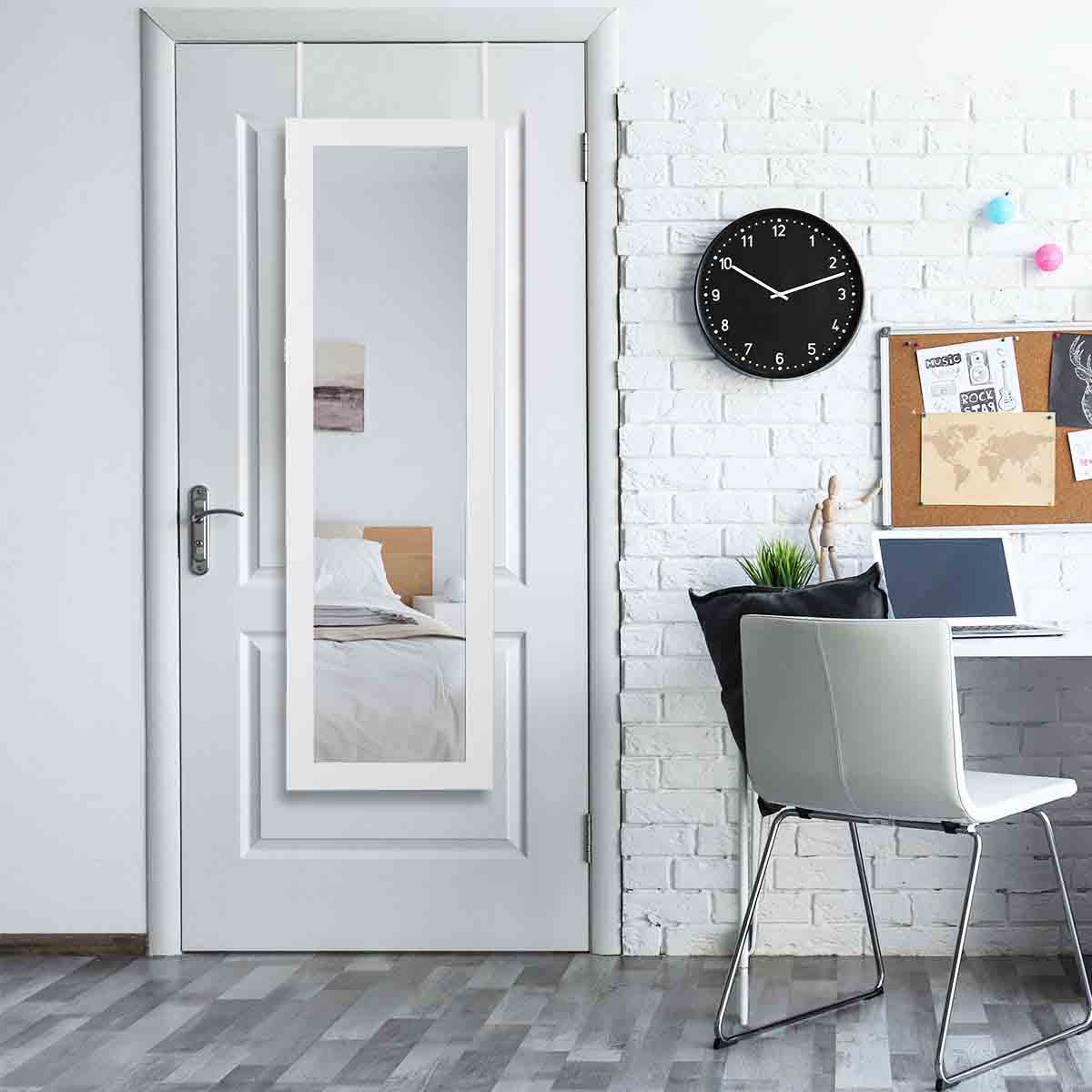 Topbuy Lockable Armoire Dressing Organizer Wall Door Mounted Mirrored Jewelry Cabinet  w/ LED Lights