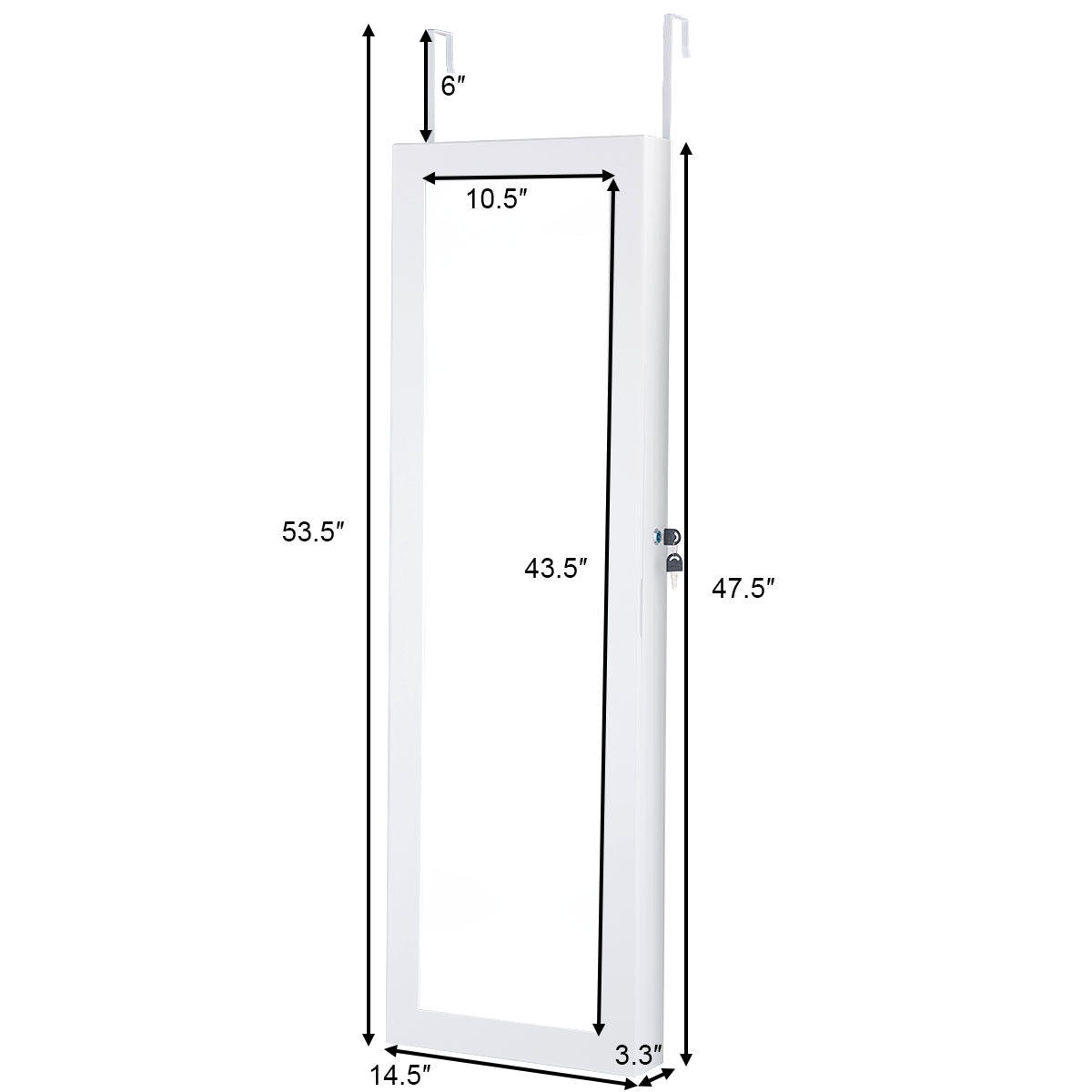 Topbuy Lockable Armoire Dressing Organizer Wall Door Mounted Mirrored Jewelry Cabinet  w/ LED Lights
