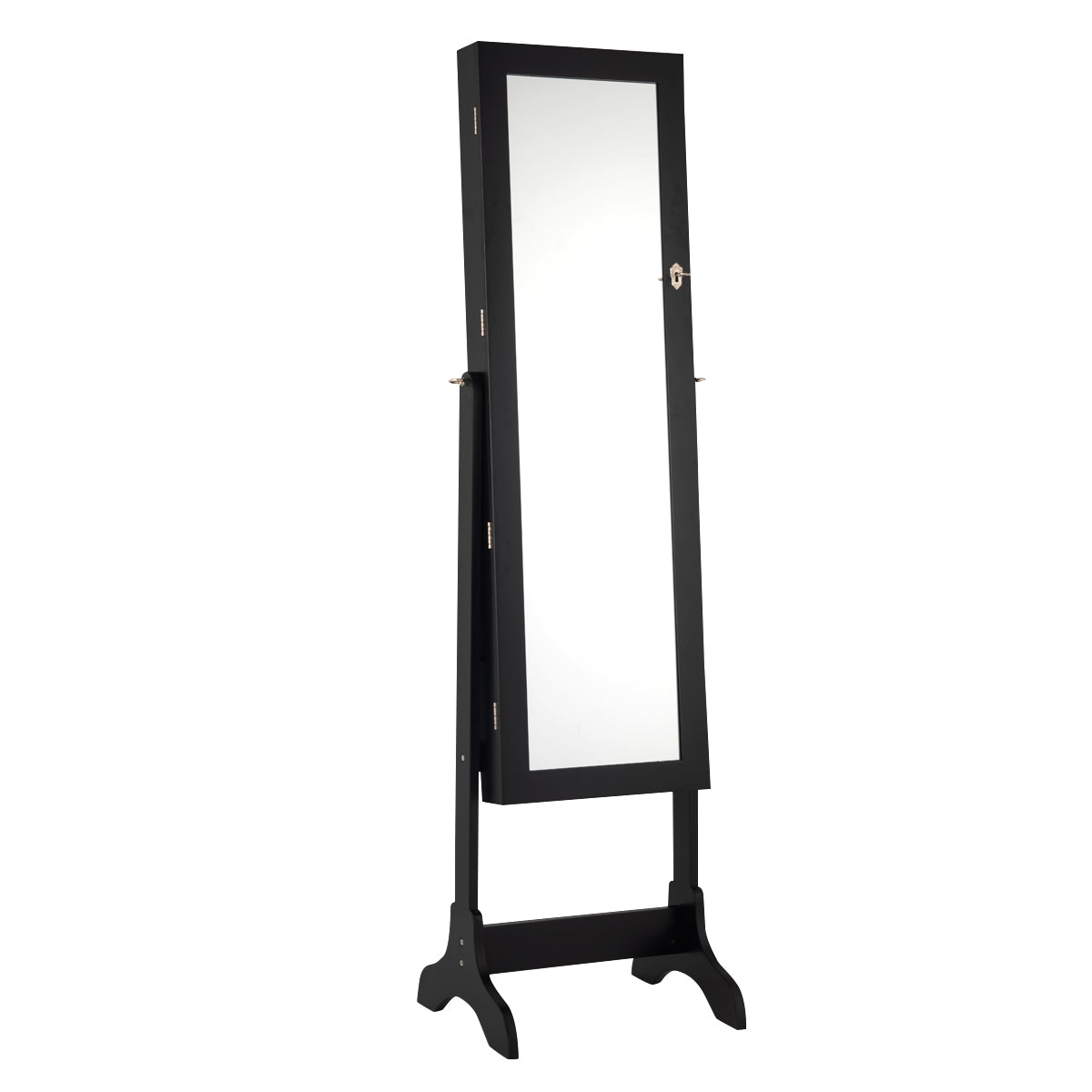 Topbuy Lockable Jewelery Cabinet Mirrored Floor Stand Storage Organizer
