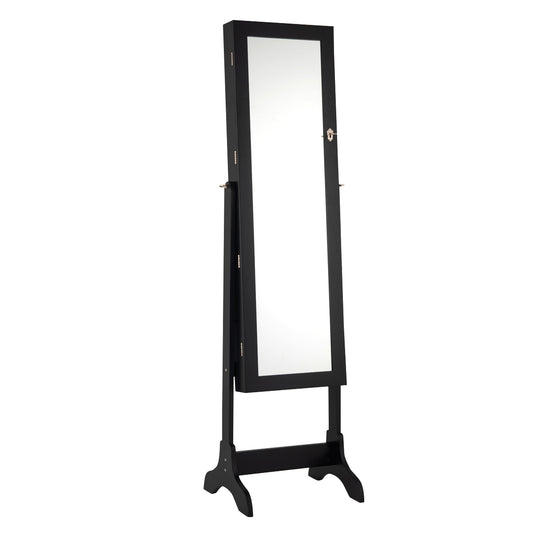 Topbuy Lockable Jewelery Cabinet Mirrored Floor Stand Storage Organizer