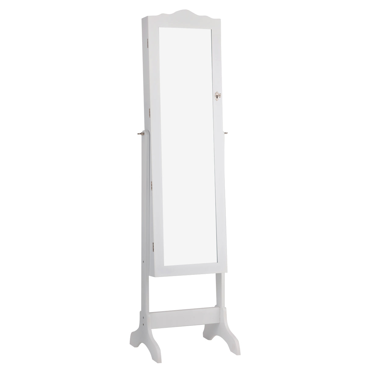 Topbuy Lockable Jewelery Cabinet Mirrored Floor Stand Storage Organizer
