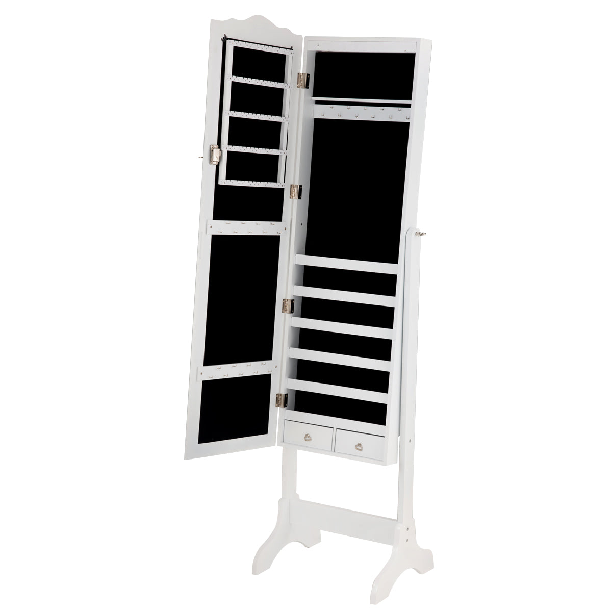 Topbuy Lockable Jewelery Cabinet Mirrored Floor Stand Storage Organizer