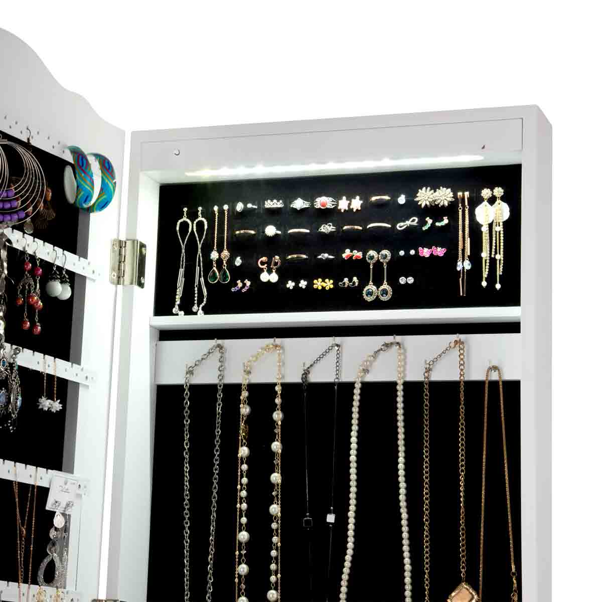 Topbuy Lockable Jewelery Cabinet Mirrored Floor Stand Storage Organizer