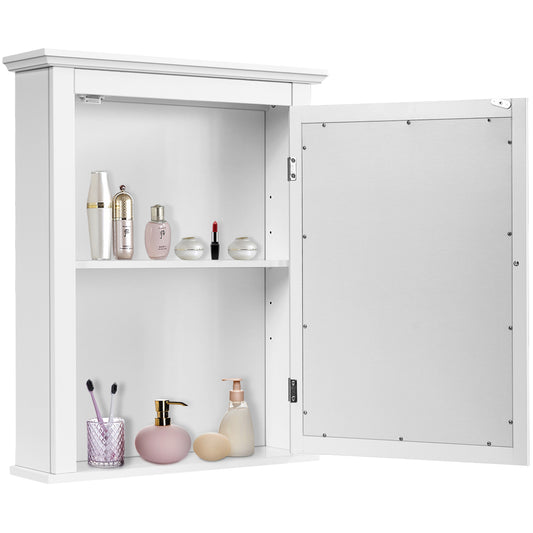 Topbuy Bathroom Wall Mounted Cupboard Mirrored Storage Cabinet with Adjustable Shelf Brown