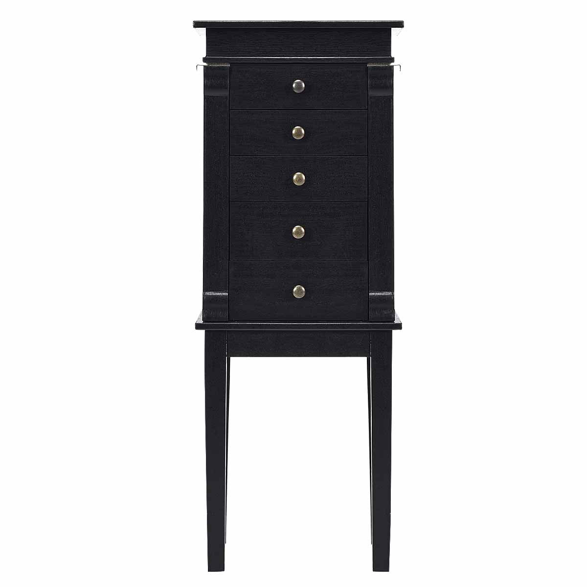Topbuy Free Standing Jewelry Cabinet Chest Organizer w/ Mirror & Swing Doors Coffee