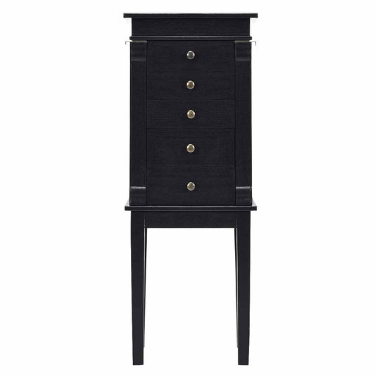 Topbuy Free Standing Jewelry Cabinet Chest Organizer w/ Mirror & Swing Doors Coffee