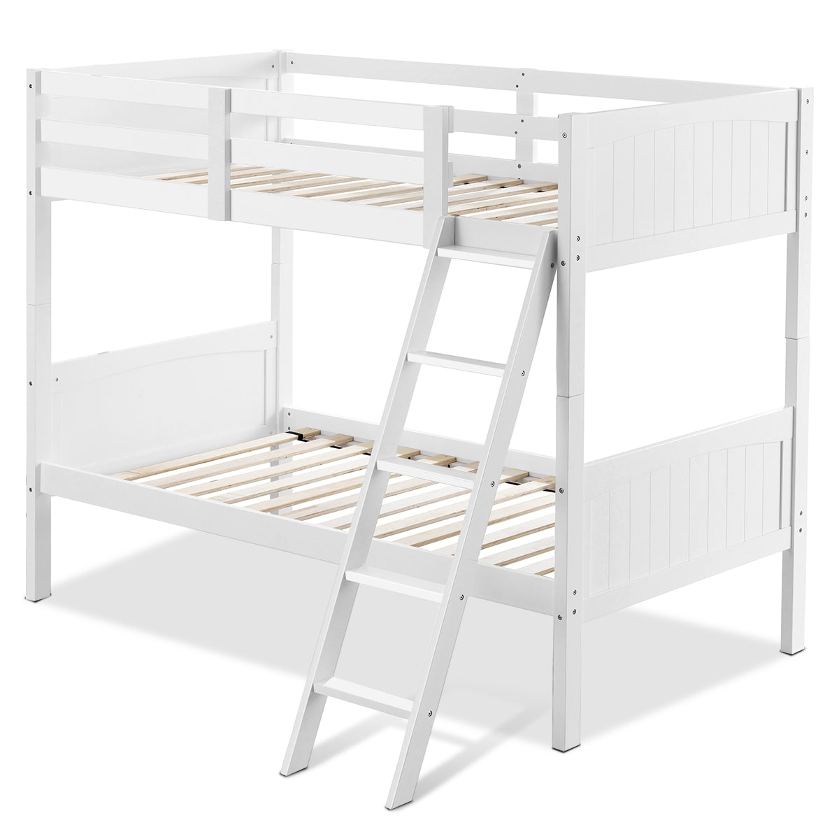 Topbuy Twin Over Twin Bunk Beds Convertible 2 Individual Twin Beds Solid Hardwood