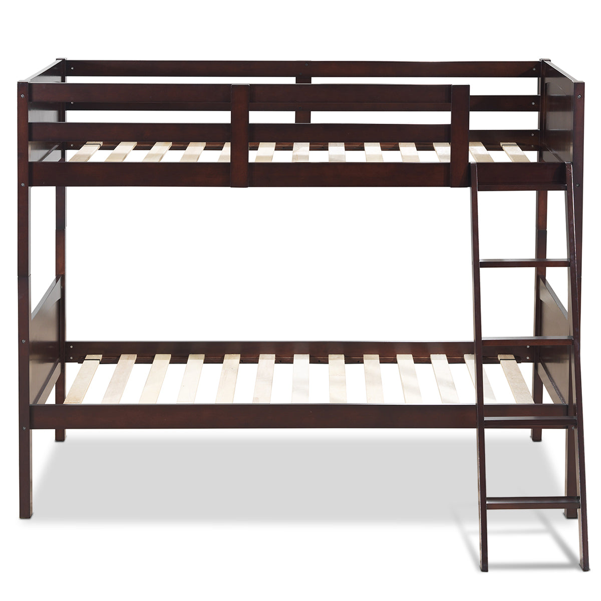 Topbuy Twin Over Twin Bunk Beds Convertible 2 Individual Twin Beds Solid Hardwood