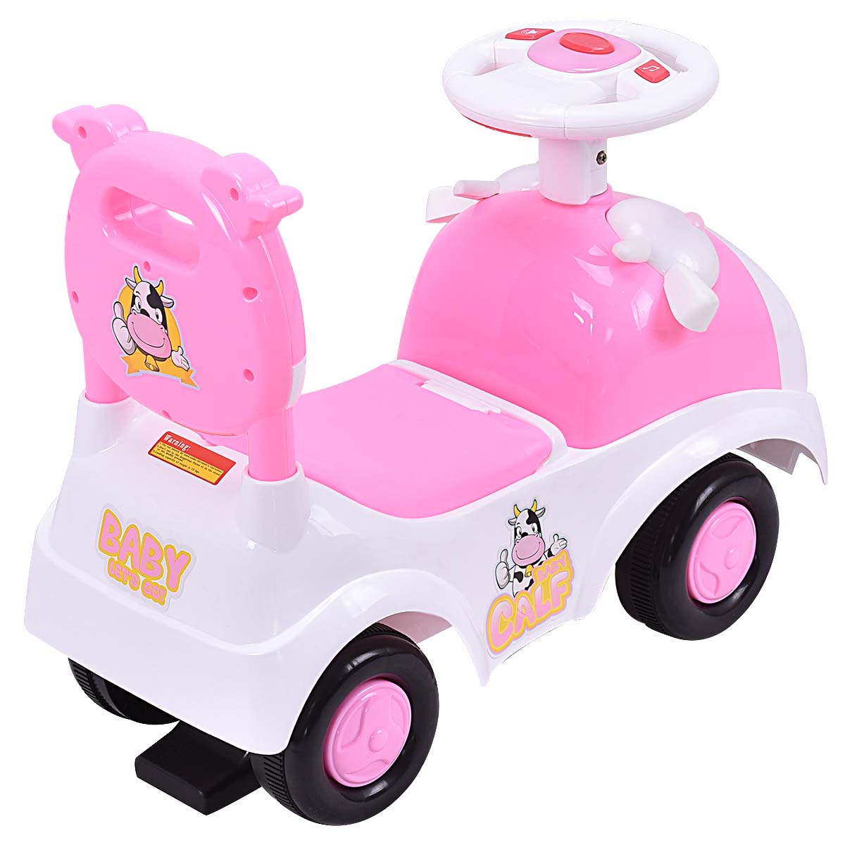 Topbuy Calf Sliding Car 3-in-1 Pushing Cart Walker Toddlers Ride On Toy w/ Sound & Storage