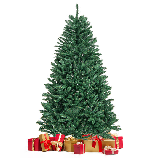 Topbuy 6FT Artificial Xmas Tree Hinged Fake Xmas Tree with 1355 PVC Branch Tips Foldable Metal Stand