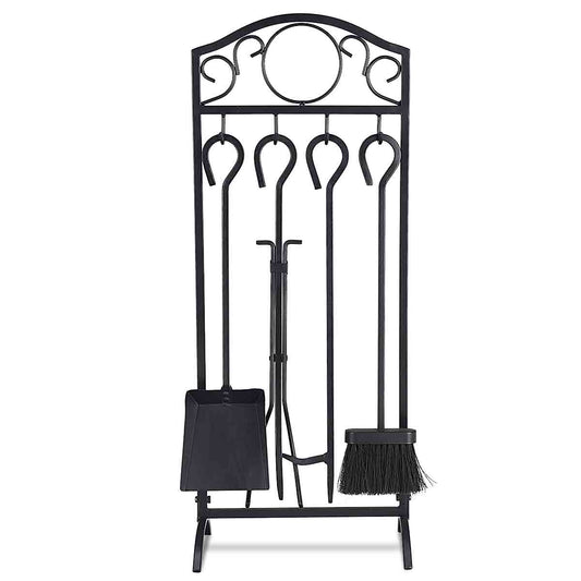 Topbuy Robust 5pc Steel Fire Place Tool set 4 Fireplace Tools Stand Hearth Accessories