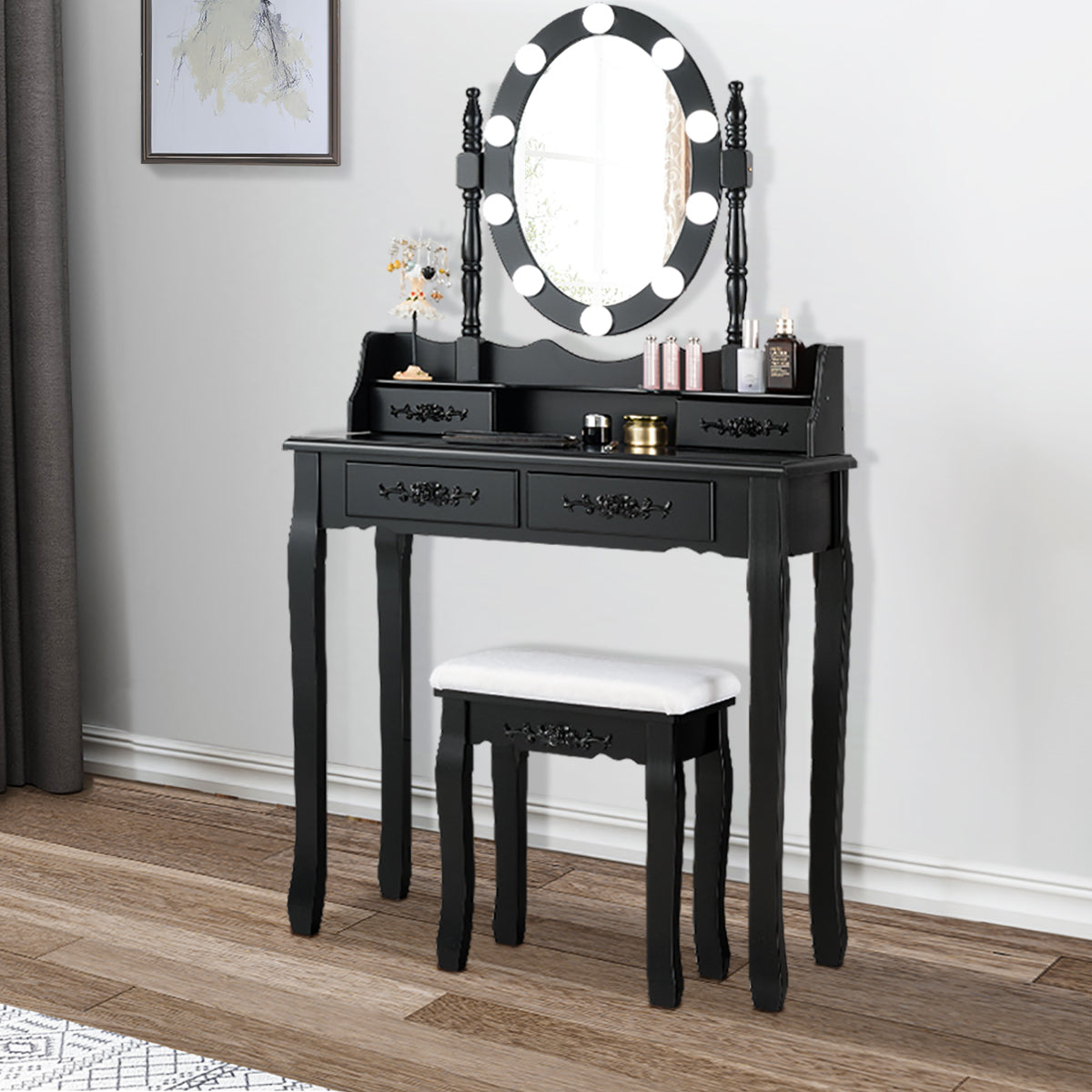 Topbuy Make-Up Vanity Table Dresser Set w/LED Light