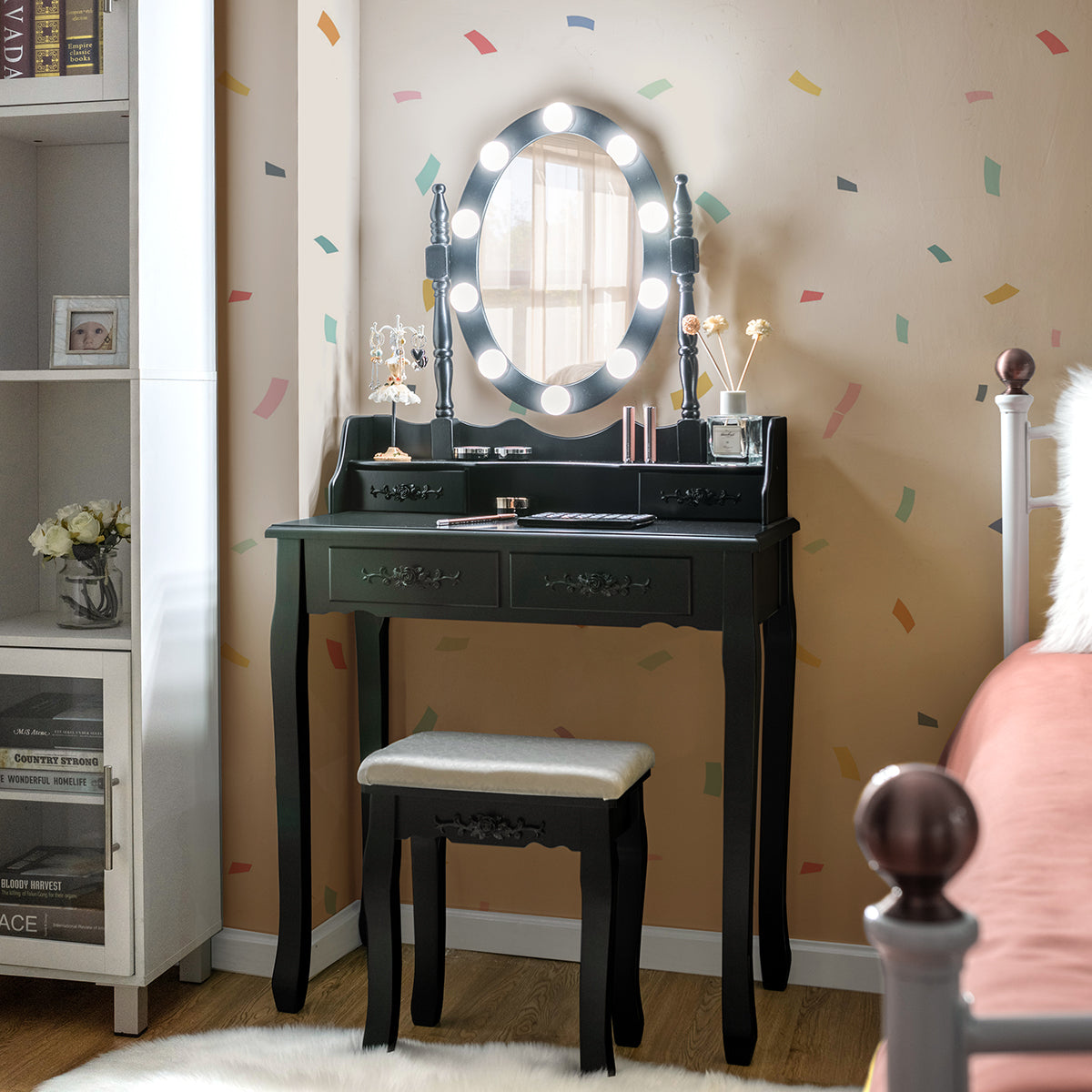 Topbuy Make-Up Vanity Table Dresser Set w/LED Light