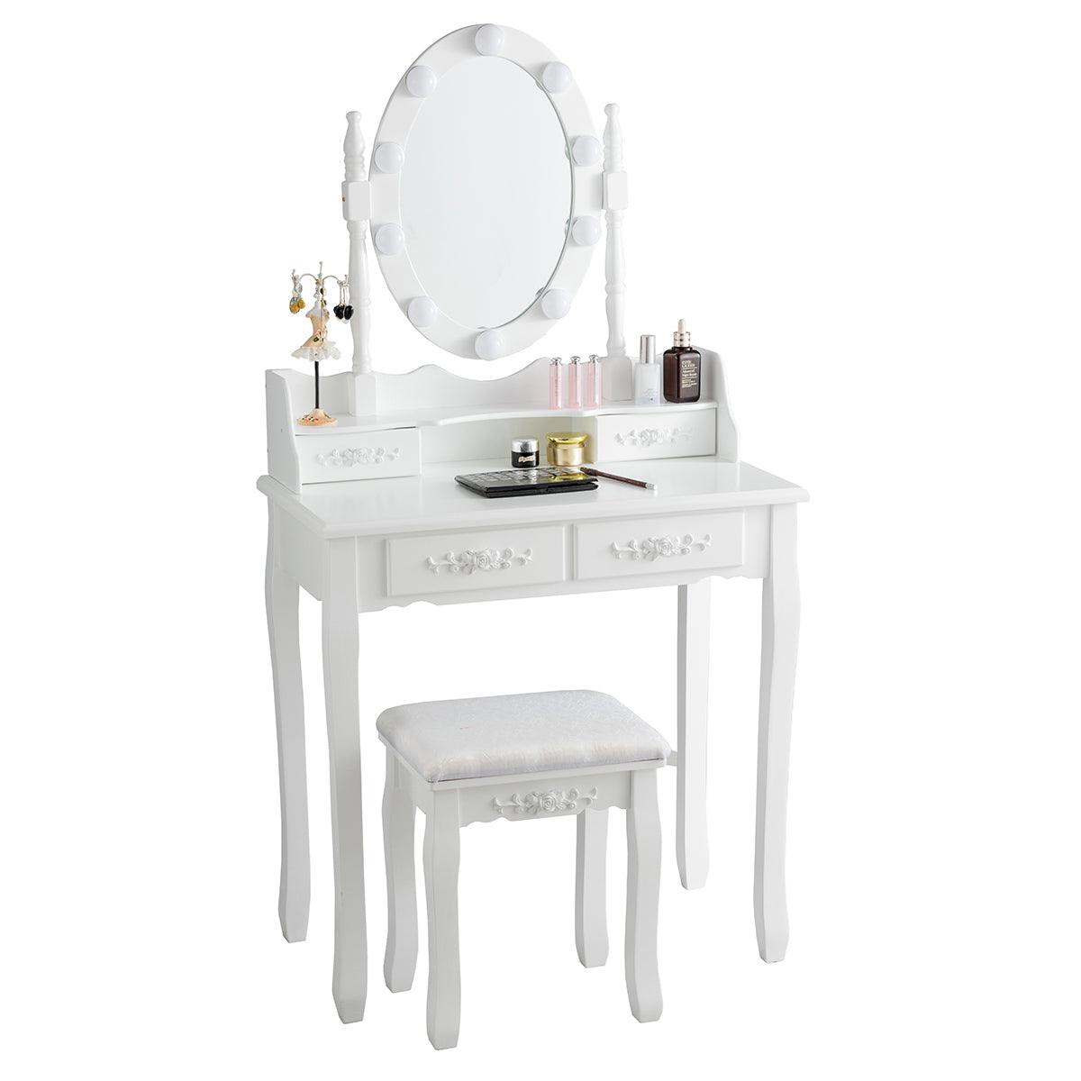 Topbuy Make-Up Vanity Table Dresser Set w/LED Light