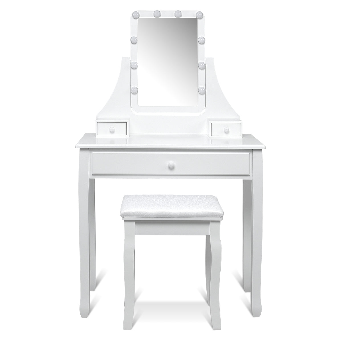Topbuy Make-Up Vanity Table Dresser Set w/LED Light & Padded Stool