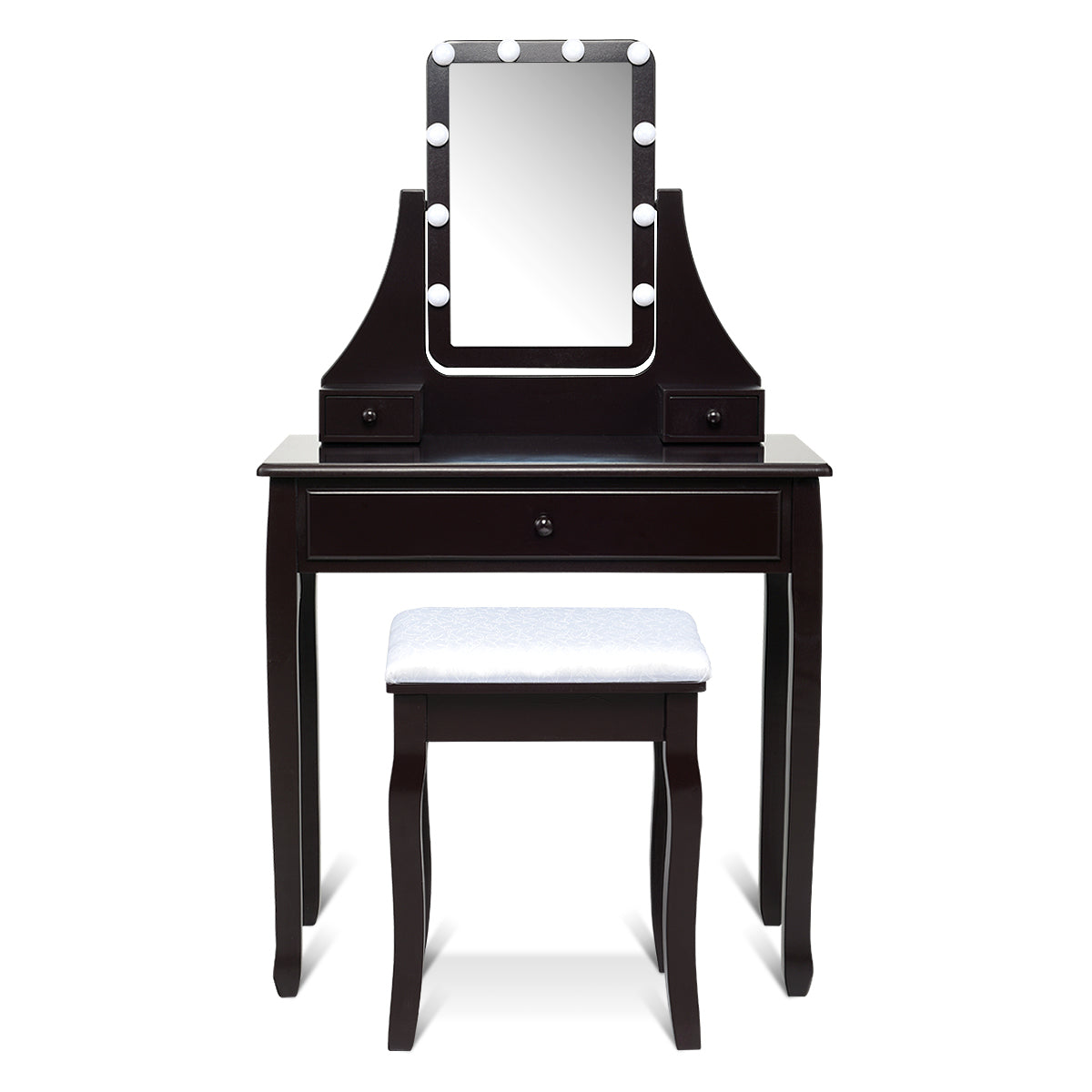 Topbuy Make-Up Vanity Table Dresser Set w/LED Light & Padded Stool