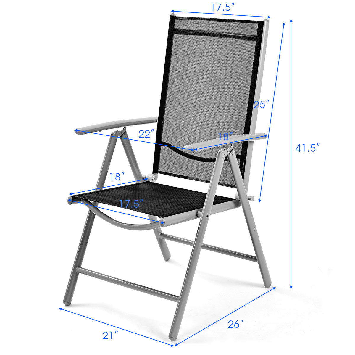 Topbuy Set of 2 Folding Chairs Adjustable w/Armrest Indoor Outdoor