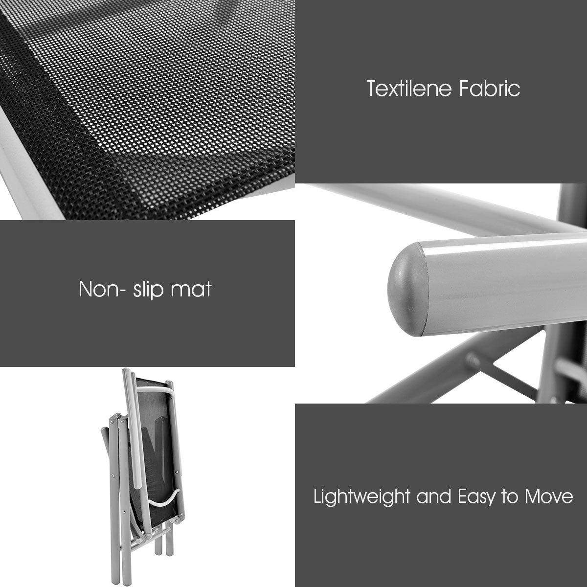 Topbuy Set of 2 Folding Chairs Adjustable w/Armrest Indoor Outdoor