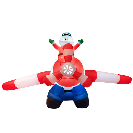 Topbuy Inflatable Santa Claus Flying Airplane Christmas Decoration