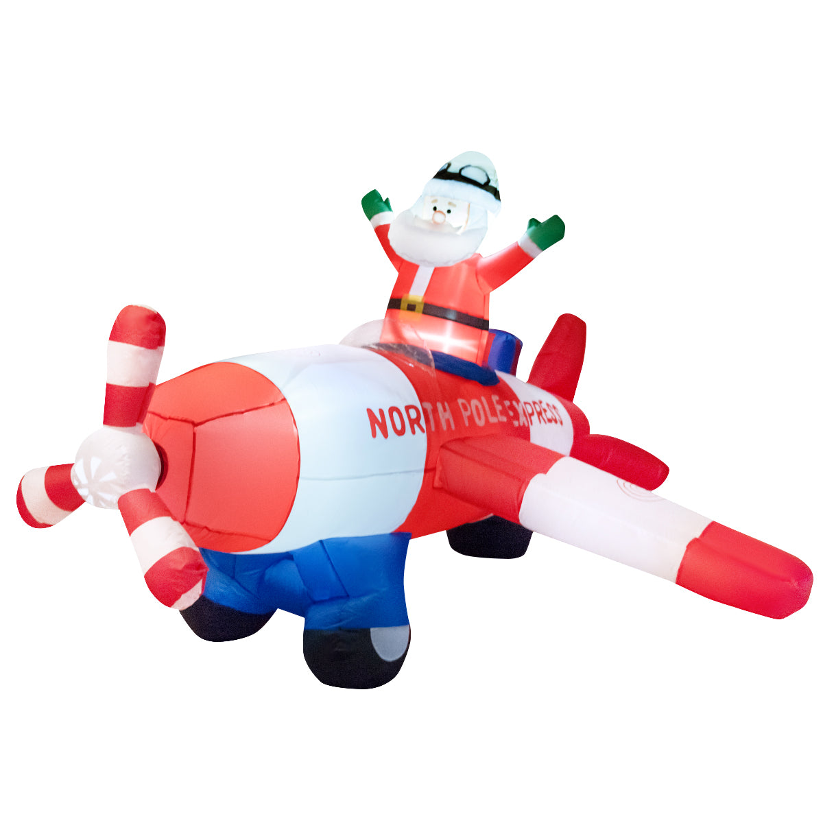 Topbuy Inflatable Santa Claus Flying Airplane Christmas Decoration