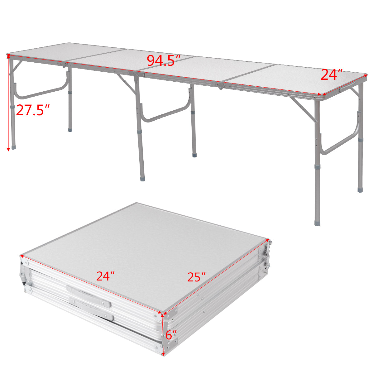 Topbuy 8 ft Aluminum Picnic Table Foldable & Lightweight for Gathering