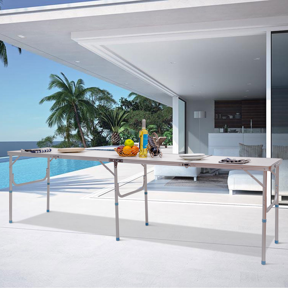 Topbuy 8 ft Aluminum Picnic Table Foldable & Lightweight for Gathering