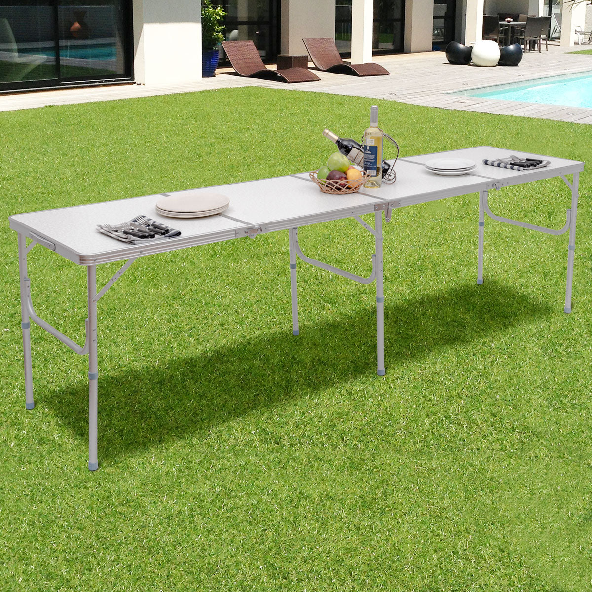 Topbuy 8 ft Aluminum Picnic Table Foldable & Lightweight for Gathering