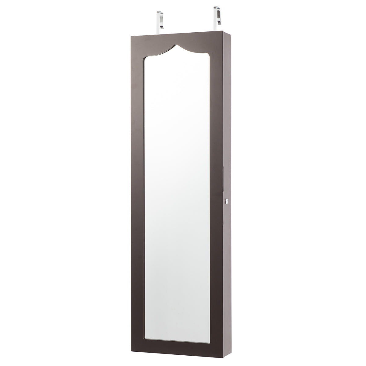 Topbuy Lockable Wall Mounted Jewelry Armoire w/Mirror & LED Lights