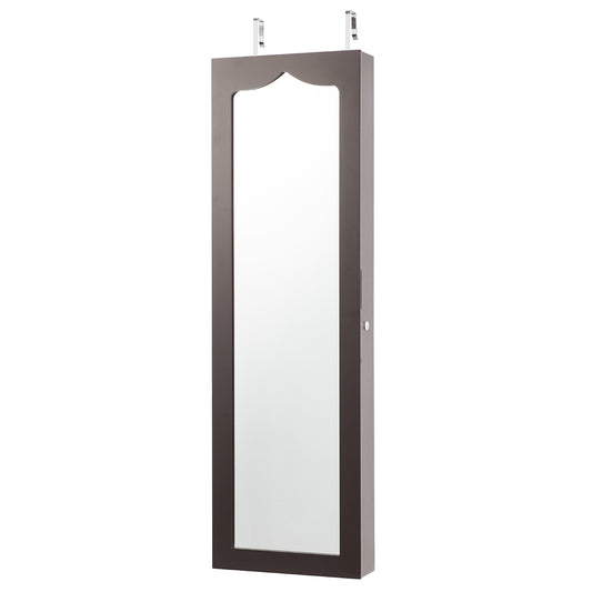 Topbuy Lockable Wall Mounted Jewelry Armoire w/Mirror & LED Lights