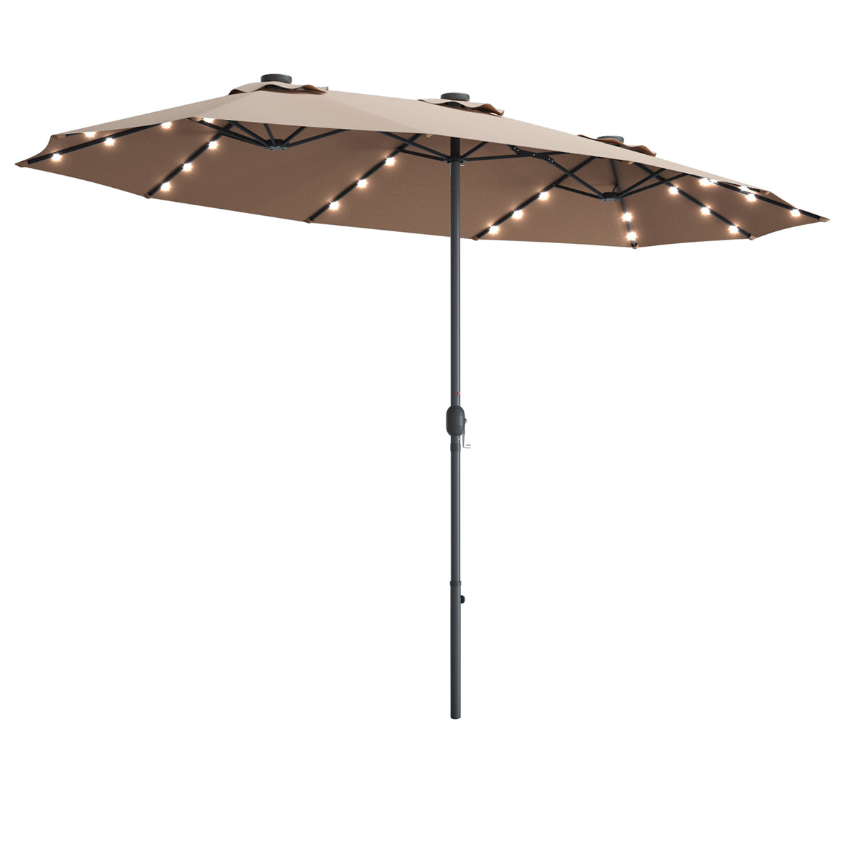 Topbuy 15'Outdoor Solar LED Patio Double-Sided Market Umbrella