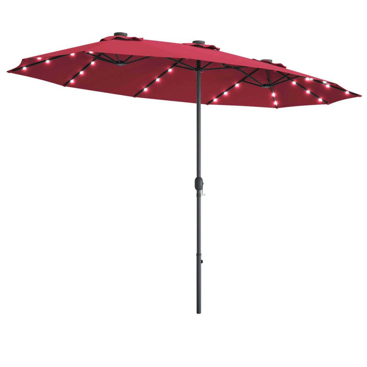 Topbuy 15'Outdoor Solar LED Patio Double-Sided Market Umbrella