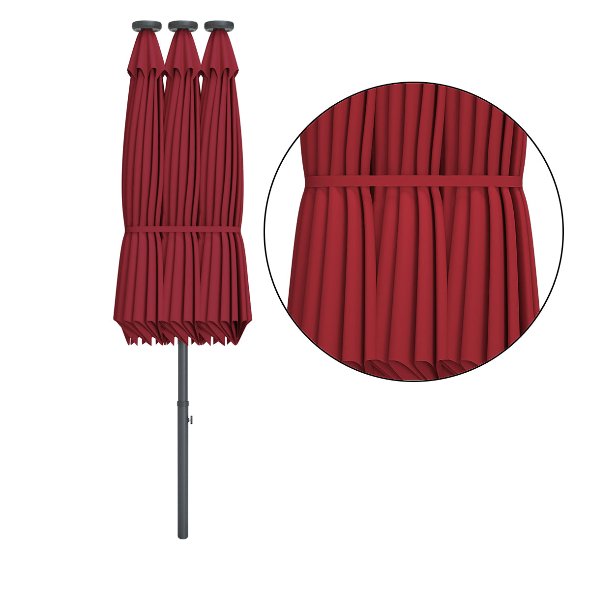 Topbuy 15'Outdoor Solar LED Patio Double-Sided Market Umbrella