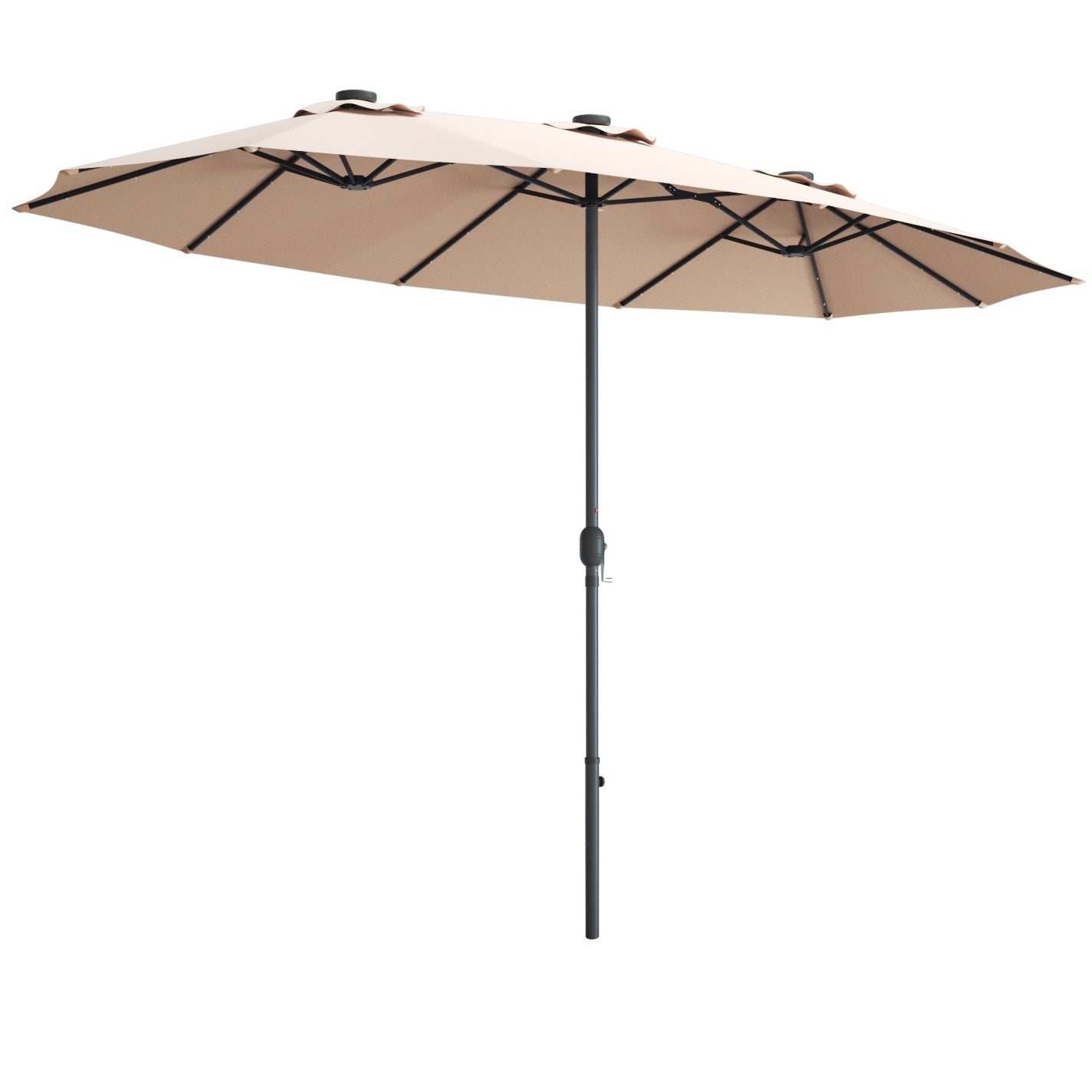 Topbuy 15'Outdoor Solar LED Patio Double-Sided Market Umbrella