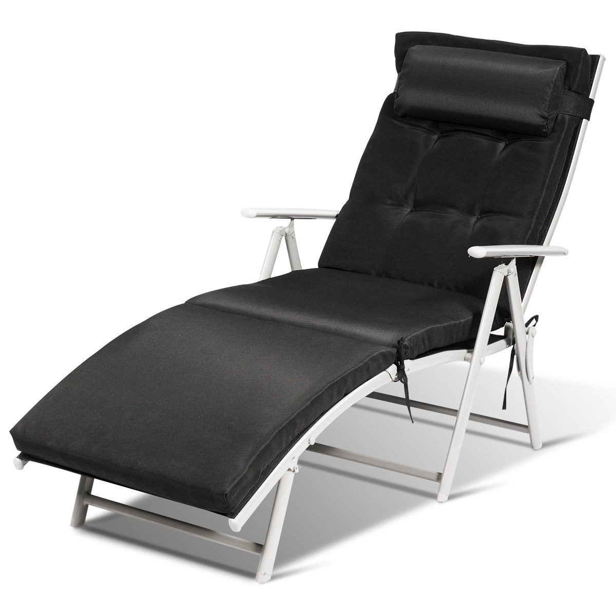 Topbuy Cushioned Folding Chaise Lounge Chair Adjustable Recliner
