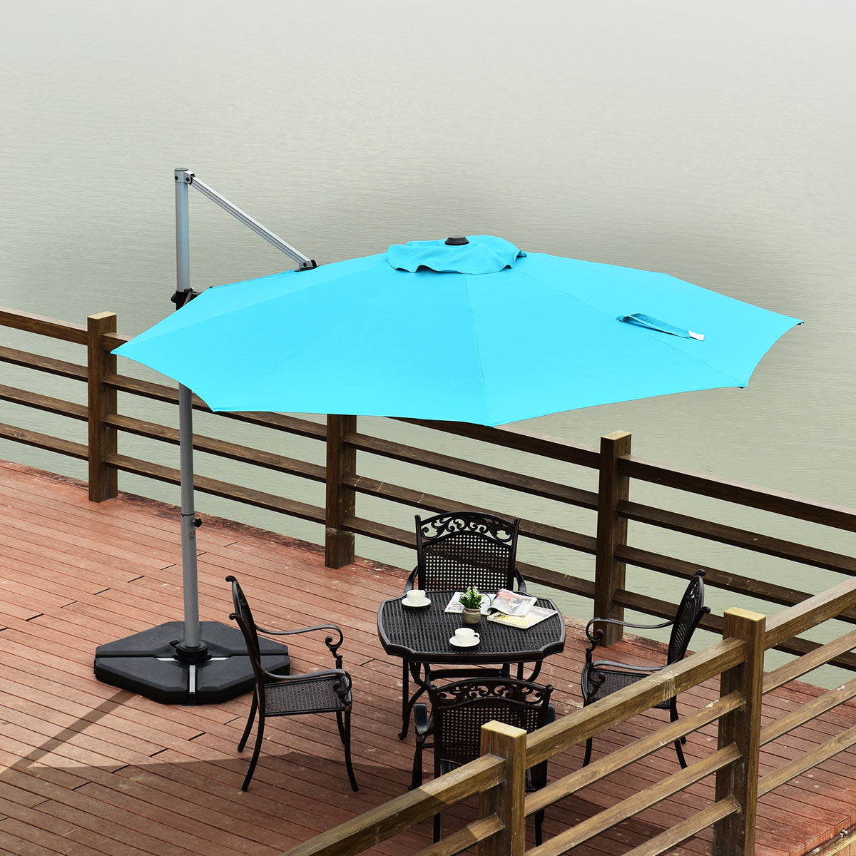 Topbuy 11' Outdoor Cantilever Umbrella Patio Offset w/Base