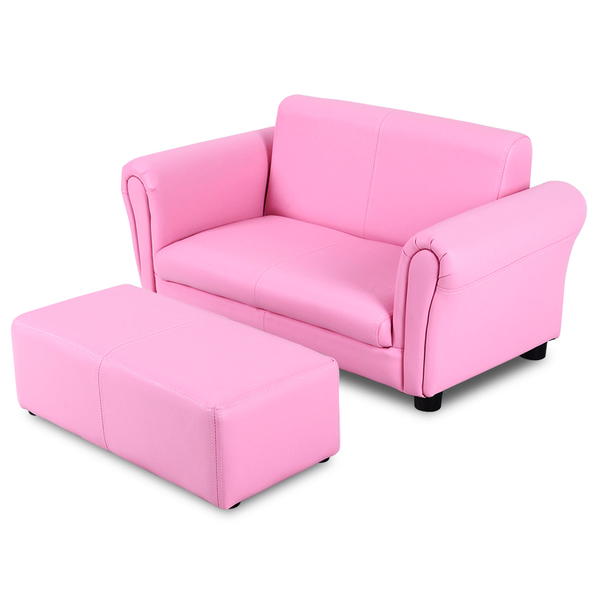 Topbuy Kids Sofa Upholstered Lounge Children Couch Ottoman w/ Armrest