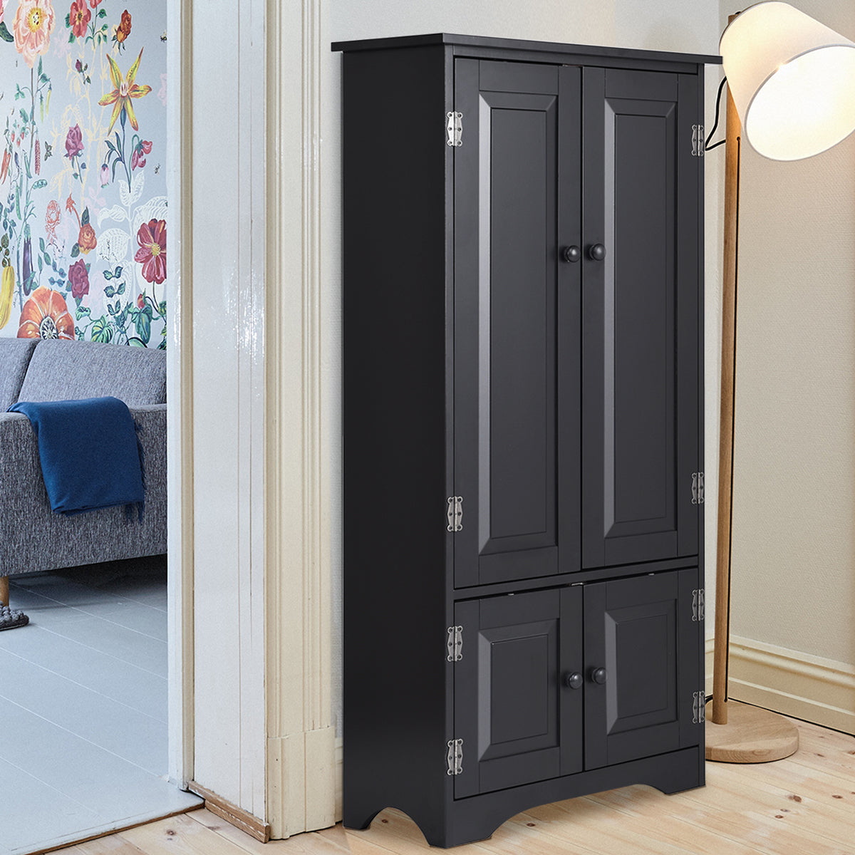 Bedroom Accent Storage Floor Cabinet Adjustable Shelves