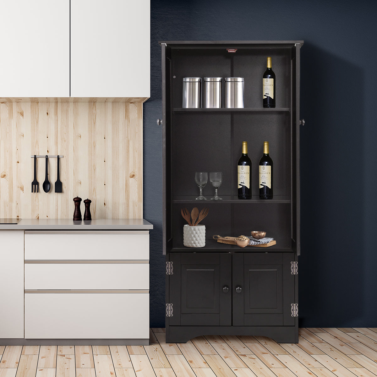 Bedroom Accent Storage Floor Cabinet Adjustable Shelves