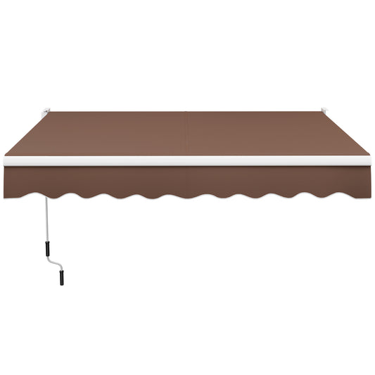 Topbuy Retractable Awning W/ Aluminum Frame Sun/Water Protection W/ PA Coating Manual Control Hand Crank Angle Adjustable Design Coffee