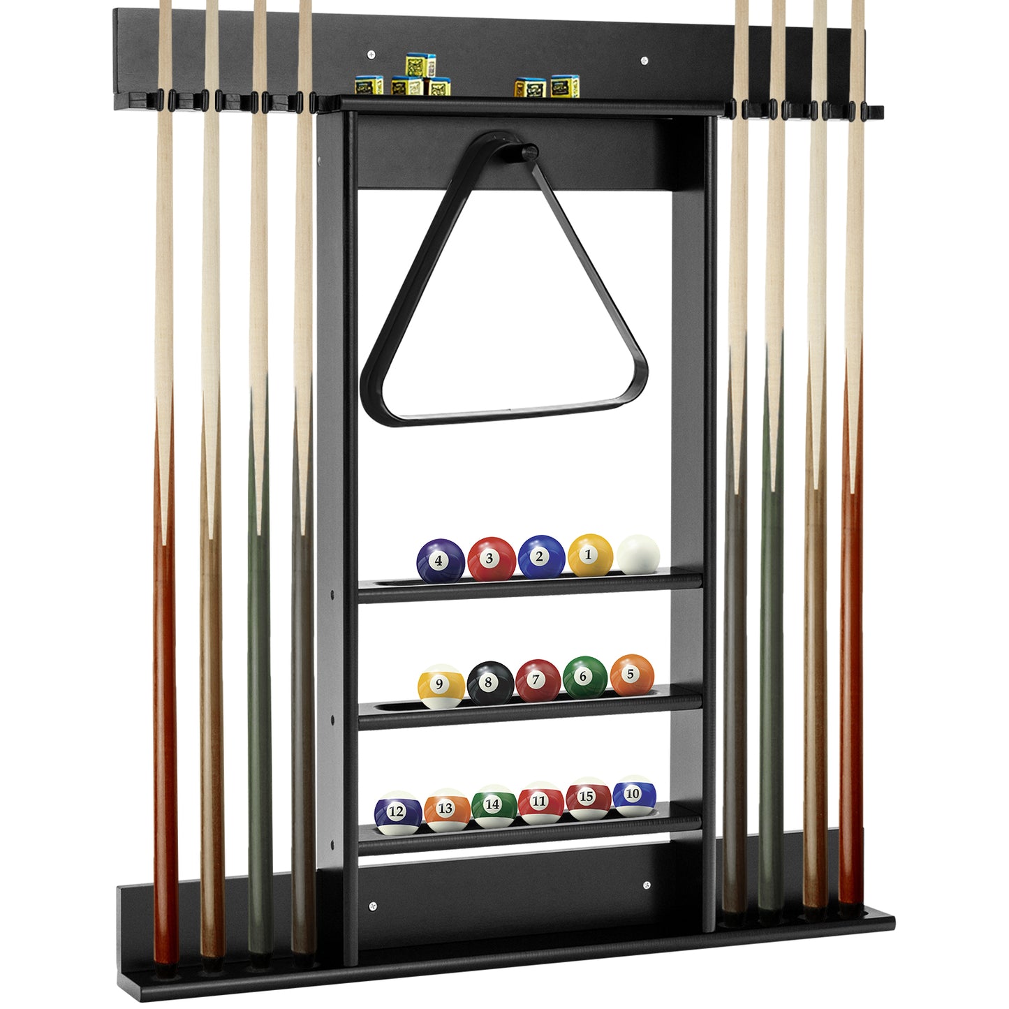 Topbuy Wall-Mounted Billiard Pool Cue Rack Pool Sticker Holder for Storing Cues & Pool Table Equipment Accessories