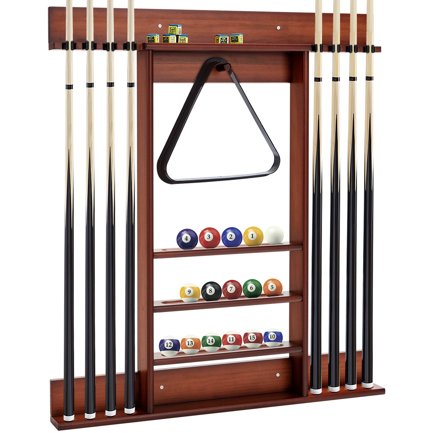 Topbuy Wall-Mounted Billiard Pool Cue Rack Pool Sticker Holder for Storing Cues & Pool Table Equipment Accessories