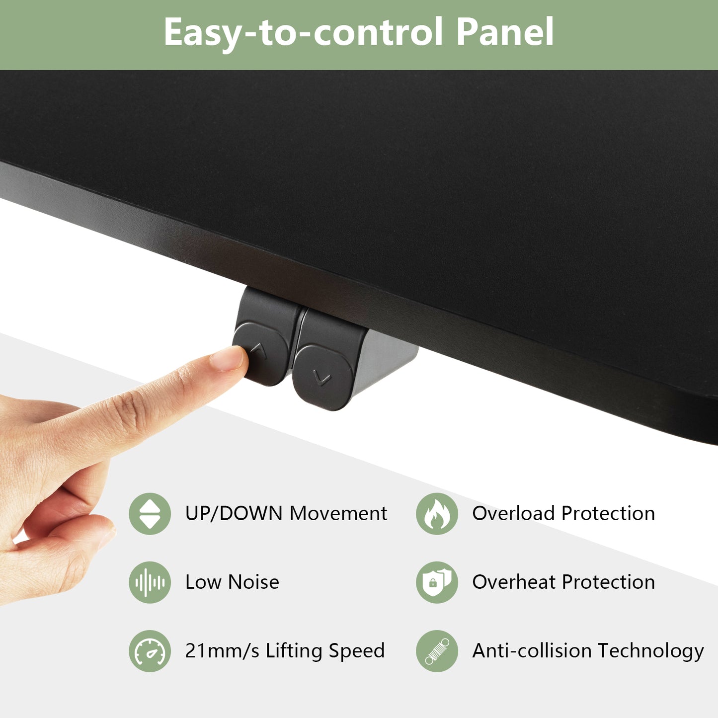 Patiojoy Height Adjustable Electric Desk Sit to Stand Desk with Splice Board Sturdy T-Shaped Metal Bracket Cable Management Hole