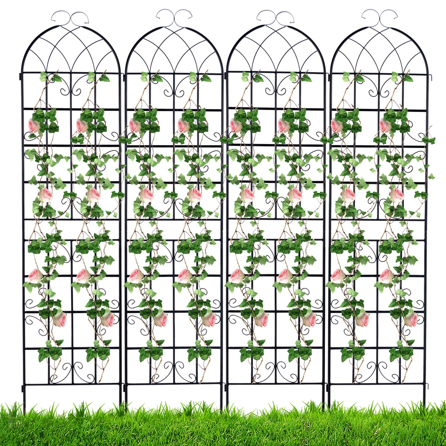 Topbuy Metal Garden Trellis for Climbing Plants 2/4/6 Pack Fence Trellis Panels 87" Tall Retro Style Cucumber Trellis