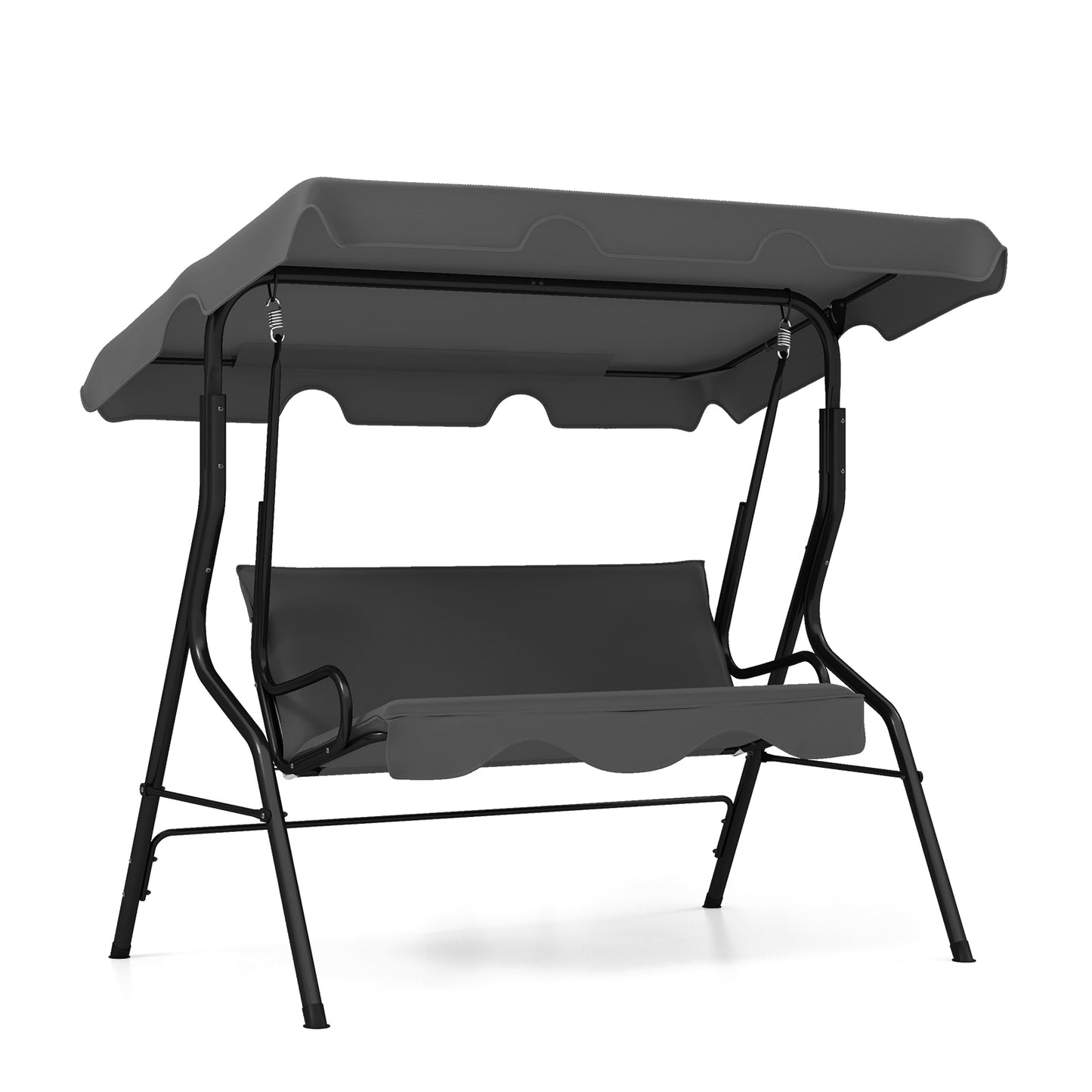 Patiojoy 3-Seats Outdoor Glider Hammock with Adjustable Waterproof Canopy Aluminum Frame Patio Swing Chair Green/Black/Blue/Coffee/Navy
