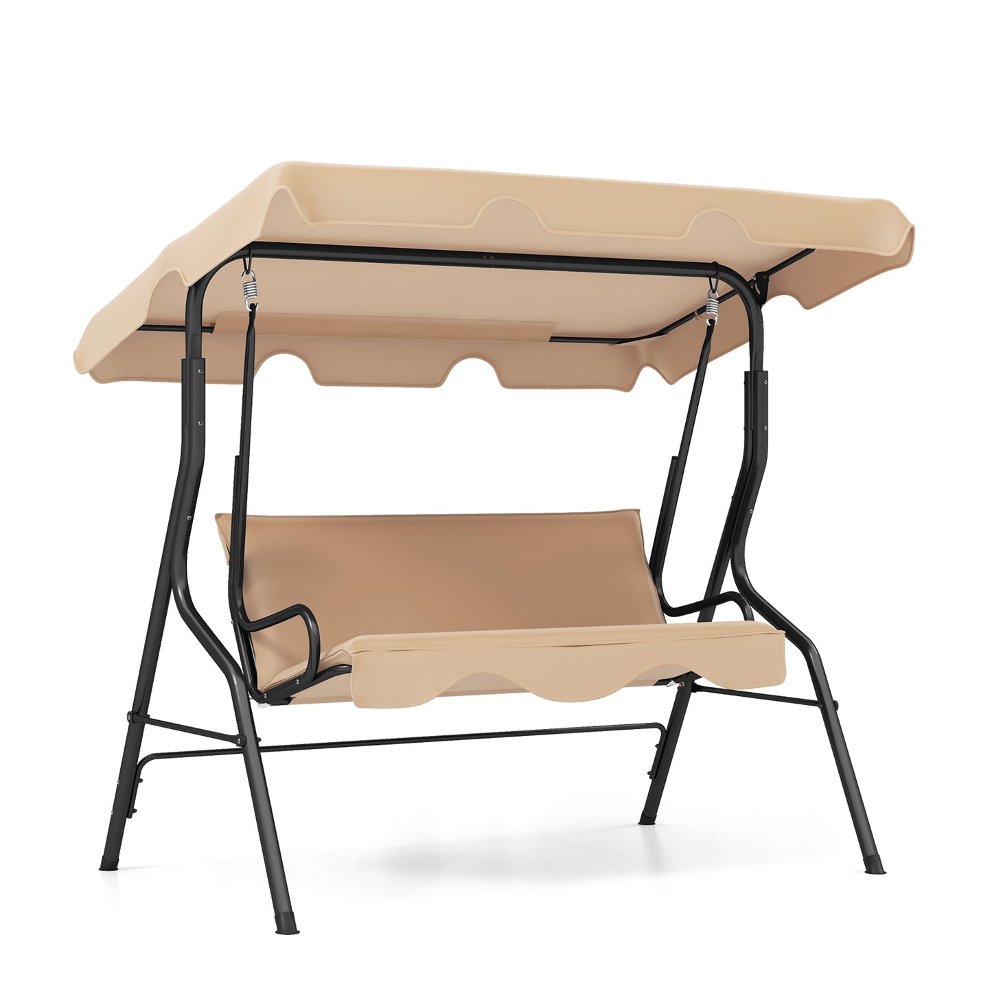 Patiojoy 3-Seats Outdoor Glider Hammock with Adjustable Waterproof Canopy Aluminum Frame Patio Swing Chair Green/Black/Blue/Coffee/Navy