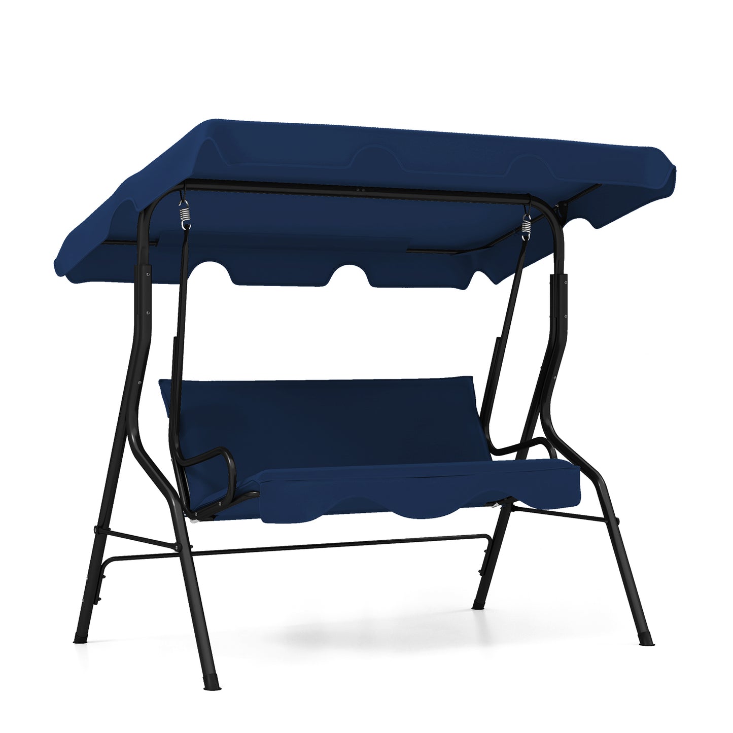Patiojoy 3-Seats Outdoor Glider Hammock with Adjustable Waterproof Canopy Aluminum Frame Patio Swing Chair Green/Black/Blue/Coffee/Navy