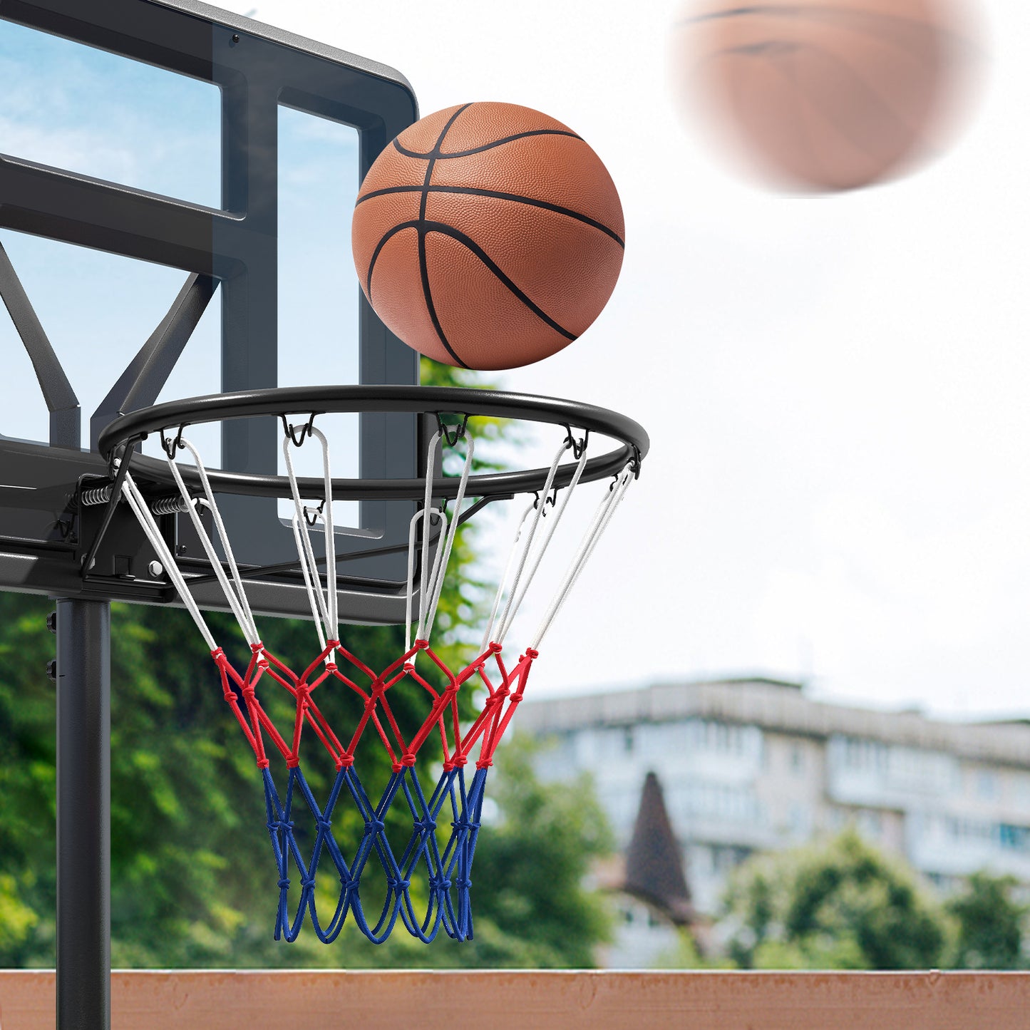 Topbuy 18" Standard Basketball Rim Replacement for Most Backboards Shock-absorbing Springs & Weather-resistant Net
